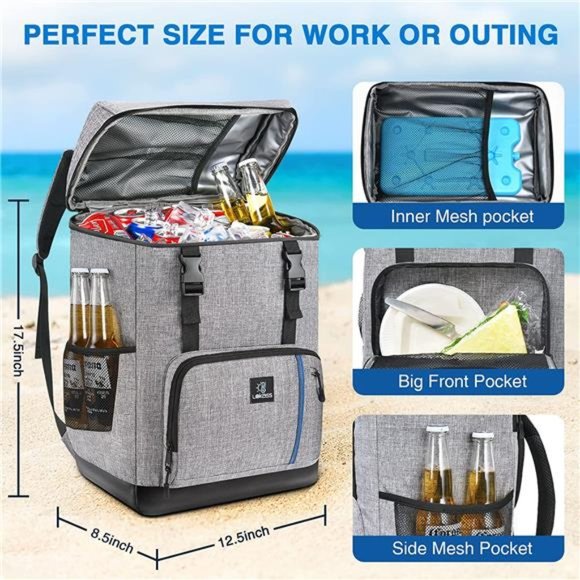 Insulated Cooler Backpack 40 Cans, Backpack Leak-Proof Waterproof Cooler Bag - Picture 3 of 7